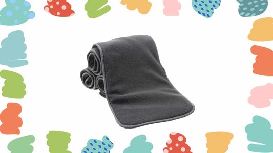A charcoal bamboo fleece insert for pocket cloth nappies