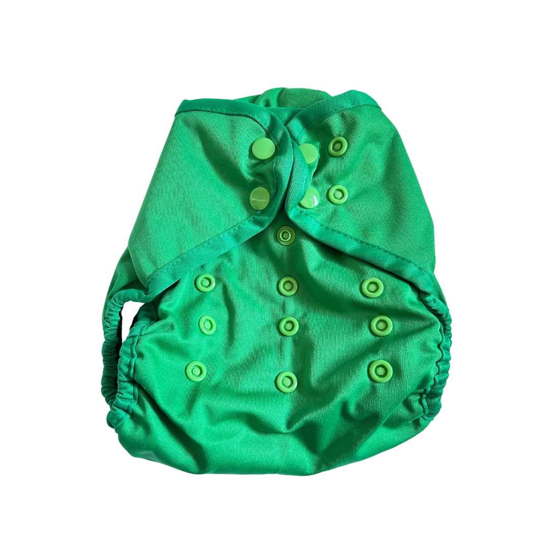 Green reusable cloth nappy cover