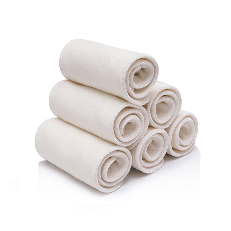 Multiple white bamboo cotton reusable diaper inserts