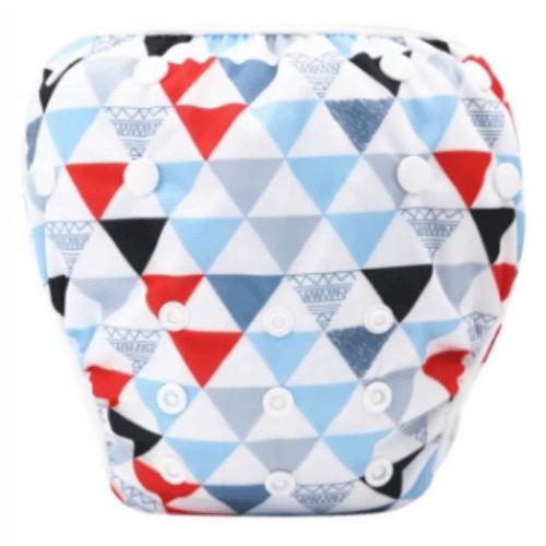 Red, grey and blue triangles swim nappy
