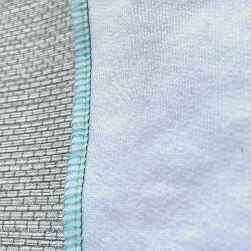 Close-up of the side stitching of a fat fleece cotton insert