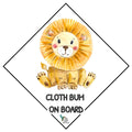Cloth bum on board sticker with a lion