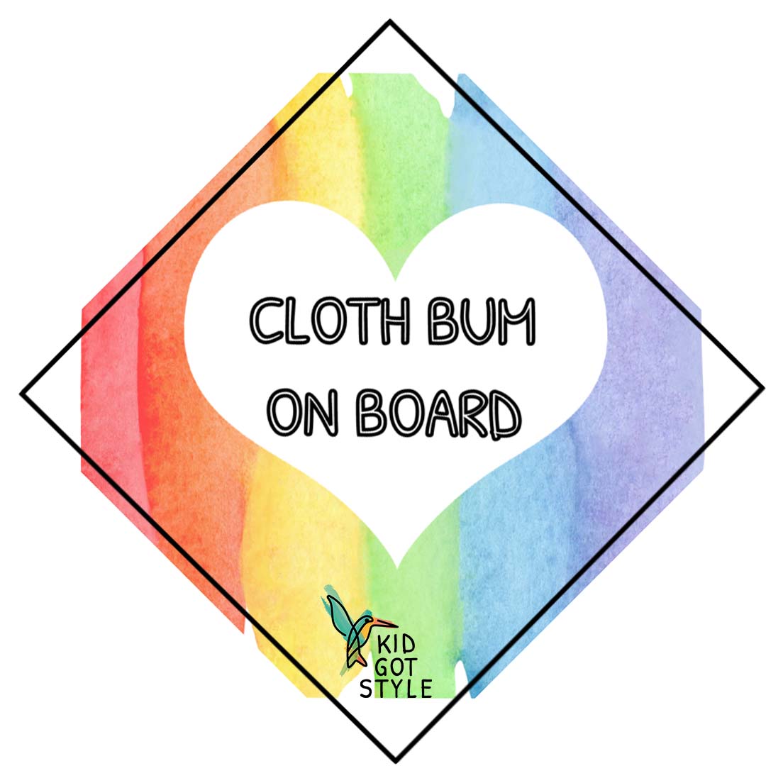Rainbow cloth bum on board sticker