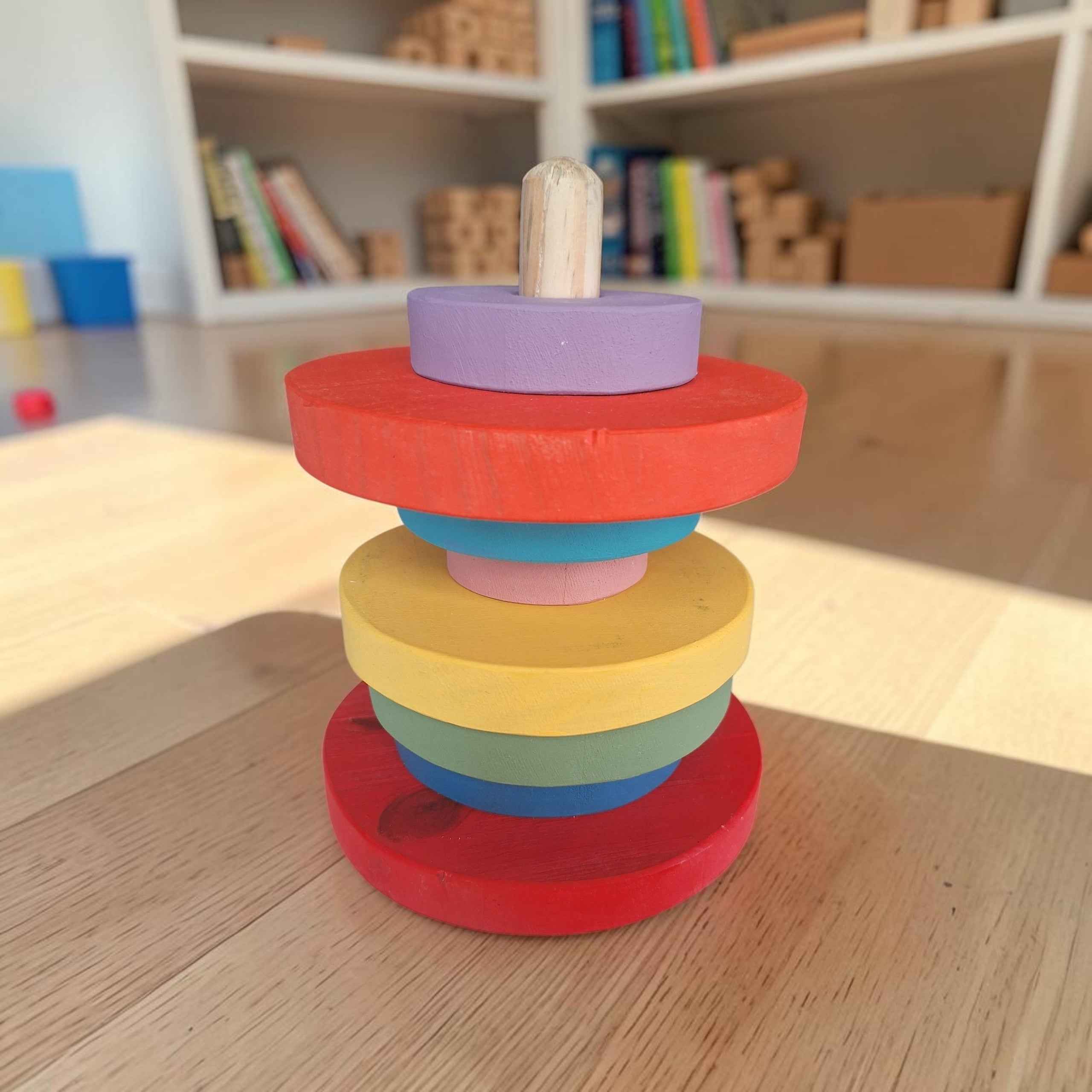Wooden rainbow stacker