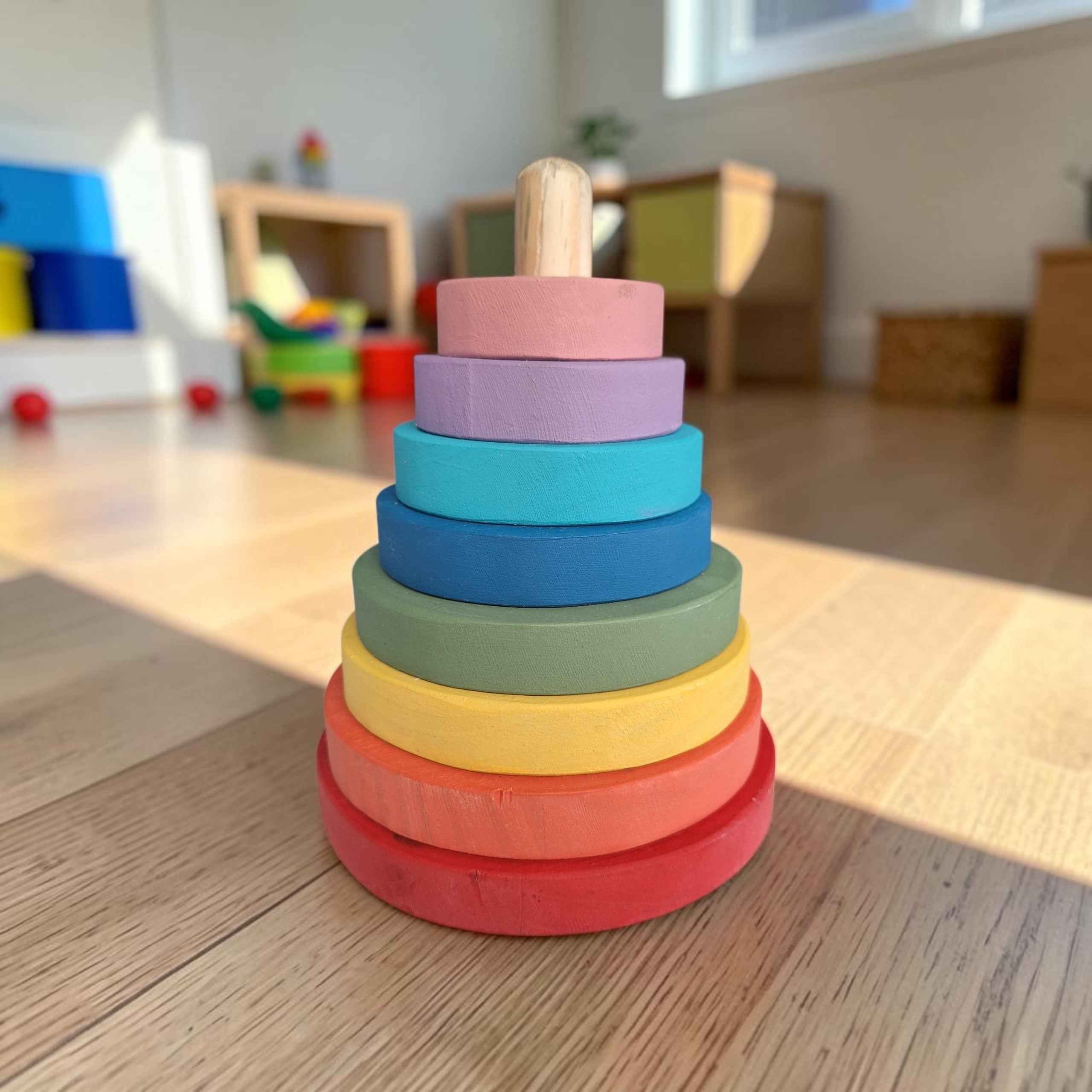Wooden rainbow stacker