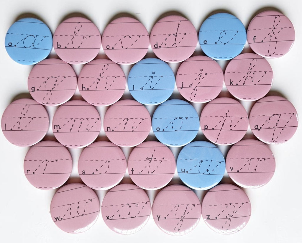Magnetic Traceable Cursive Alphabet Tiles - Lowercase
